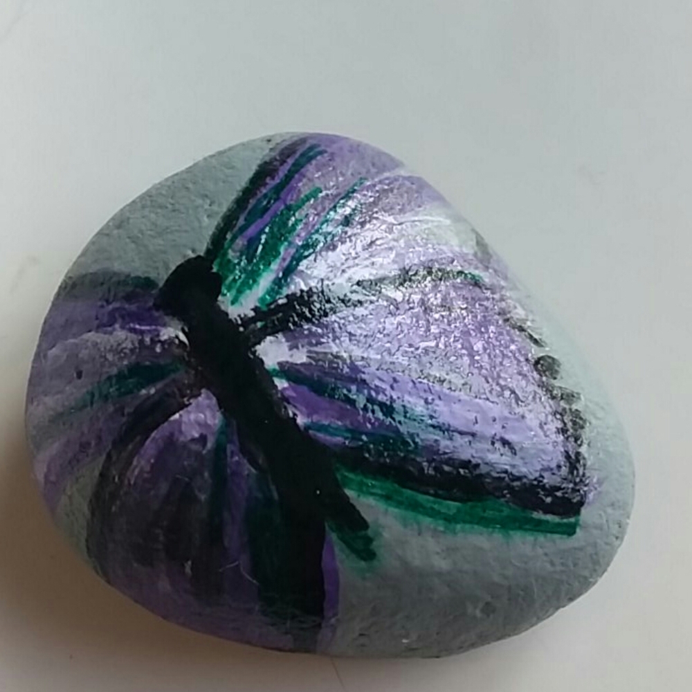 Butterfly painted rock